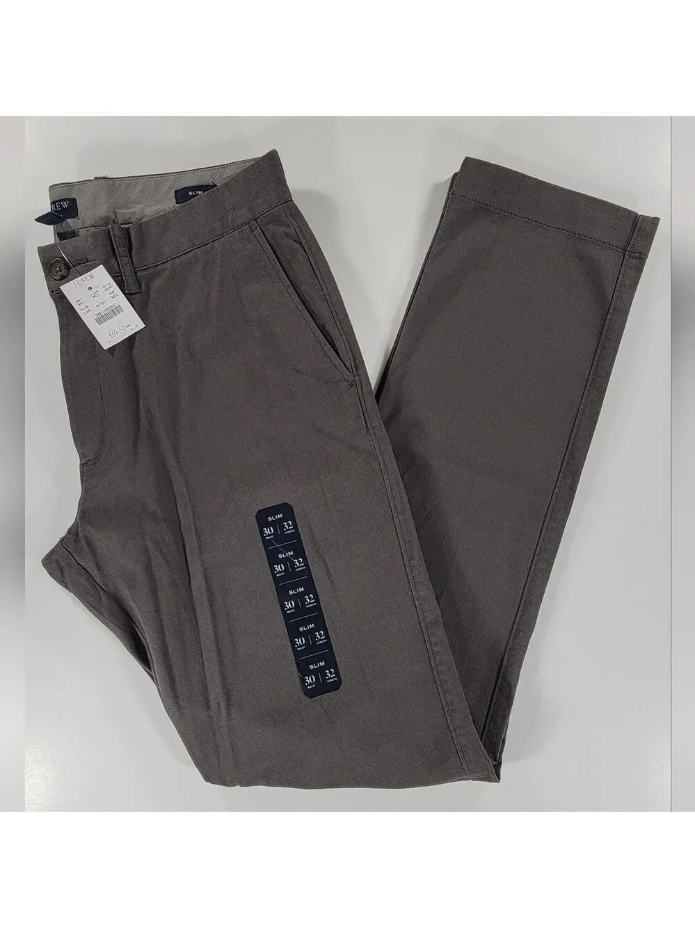NEW J. Crew Chino Khaki Pants Mens 30x32 Slim Fit Flex Stretch Gray NWT